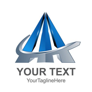 3D üçgen piramit swoosh üç sütun ve bir swoosh logo öğesi