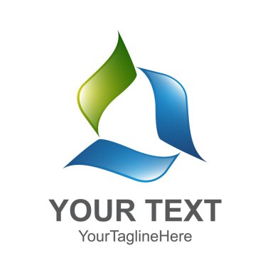 Dairesel dalga logo şablonu tasarımı mavi ve yeşil iş ve şirket kimliği için