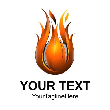 Kavramı soyut tasarım alev ateş topu logo şablonu turuncu ve gri