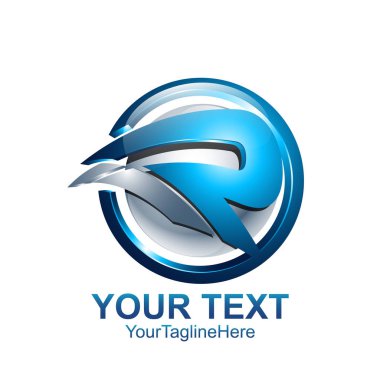 İlk harf R logo şablonu renkli mavi daire çizmek için iş ve şirket kimlik swoosh