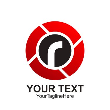 İlk harf R logo şablonu siyah kırmızı daire tasarım iş ve şirket kimliği için renkli