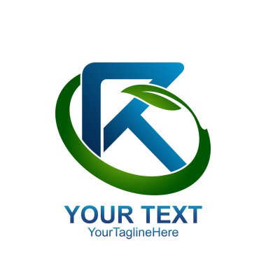 İlk harf R logo şablonu mavi yaprak renkli swoosh tasarım iş ve şirket kimliği için