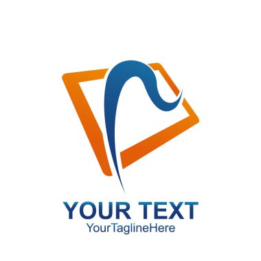 İlk harf R logo şablonu mavi turuncu kare renkli swoosh tasarım iş ve şirket kimliği için