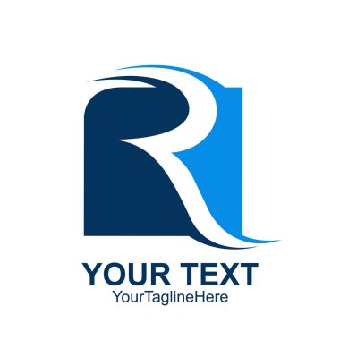 İlk harf R logo şablonu mavi kare tasarım iş ve şirket kimliği için renkli