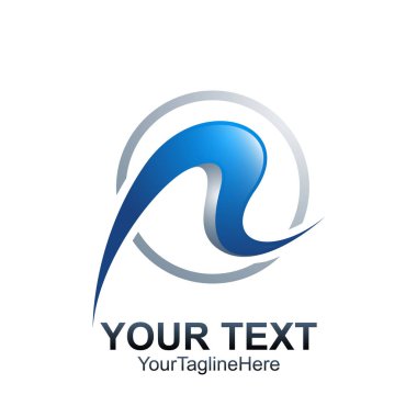 İlk harf R logo şablonu renkli mavi daire çizmek için iş ve şirket kimlik swoosh