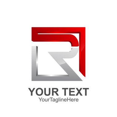 İlk harf R logo şablonu tasarım iş ve şirket kimliği için kare kırmızı gri renkli