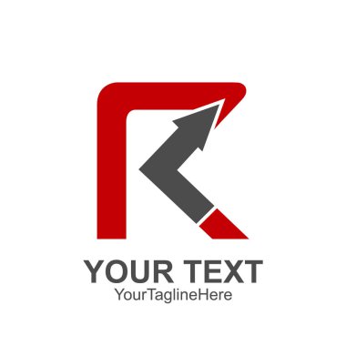 İlk harf R logo şablonu tasarım iş ve şirket kimliği için yukarı kırmızı ok renkli