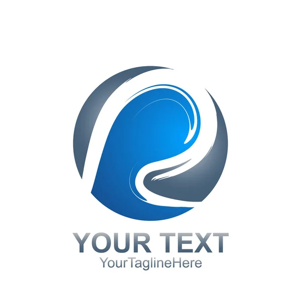 Lettre Initiale Modèle Logo Coloré Cercle Bleu Swoosh Design Pour — Image vectorielle