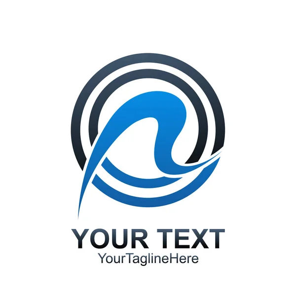 Αρχικό Γράμμα Λογότυπο Πρότυπο Χρωματισμένο Μπλε Κύκλο Swoosh Σχεδιασμού Για — Διανυσματικό Αρχείο
