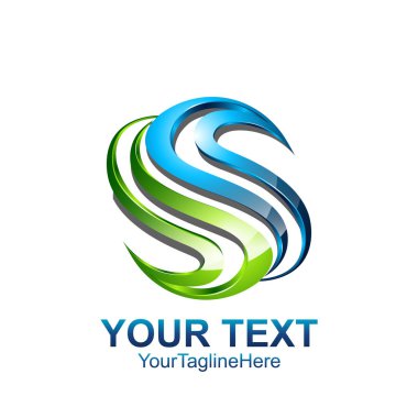 S harfi logo simge şablonu. Şirket adını marka için sembol S logo 3d parlak stil vektör. Beyaz arka plan üzerinde izole.