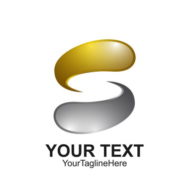 S harfi logo tasarım şablonu gümüş altın su damla tasarım iş ve şirket kimliği için renkli. Soyut ilk S alfabe logo öğesi.