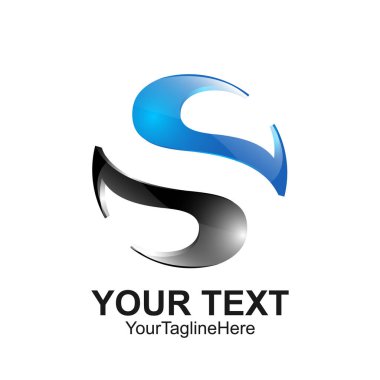 S harfi logo tasarım şablonu mavi gri yin yang tasarım iş ve şirket kimliği için renkli. Soyut ilk S alfabe logo öğesi.