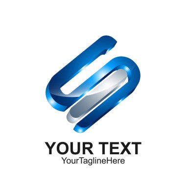 S harfi logo tasarım şablonu gümüş mavi 3d tasarım iş ve şirket kimliği için renkli. Soyut ilk S alfabe logo öğesi.