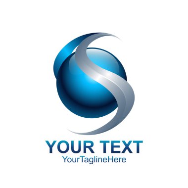 S harfi logo tasarım şablonu gümüş mavi daire küre tasarımı iş ve şirket kimliği için renkli. Soyut ilk S alfabe logo öğesi.
