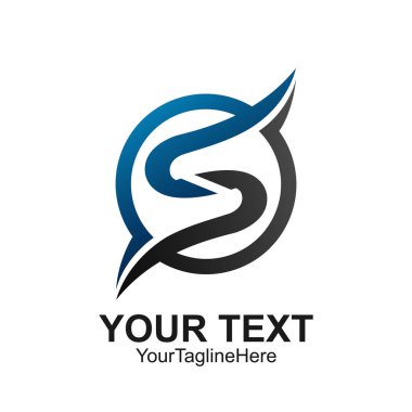 S harfi logo tasarım şablonu gri mavi daire tasarım iş ve şirket kimliği için renkli. Soyut ilk S alfabe logo öğesi.