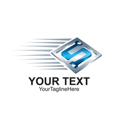 S harfi logo tasarım şablonu gümüş mavi kare hızı tasarım iş ve şirket kimliği için renkli. Soyut ilk S alfabe logo öğesi.
