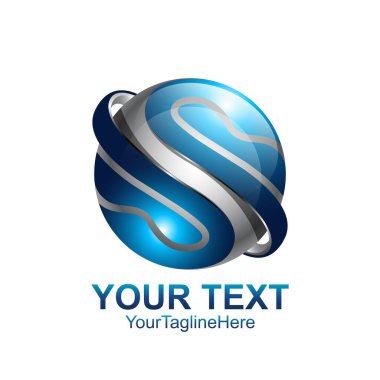 S harfi logo tasarım şablonu gümüş mavi daire küre tasarımı iş ve şirket kimliği için renkli. Soyut ilk S alfabe logo öğesi.