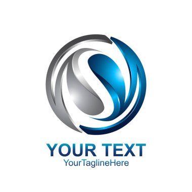 S harfi logo tasarım şablonu gümüş mavi daire küre tasarımı iş ve şirket kimliği için renkli. Soyut ilk S alfabe logo öğesi.