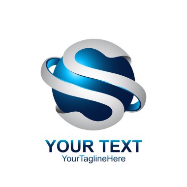 S harfi logo tasarım şablonu gümüş mavi daire küre tasarımı iş ve şirket kimliği için renkli. Soyut ilk S alfabe logo öğesi.