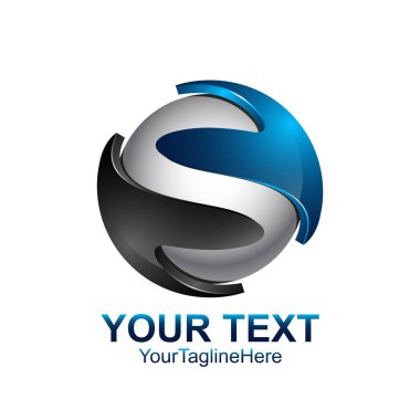 S harfi logo tasarım şablonu gri mavi daire küre tasarımı iş ve şirket kimliği için renkli. Soyut ilk S alfabe logo öğesi.