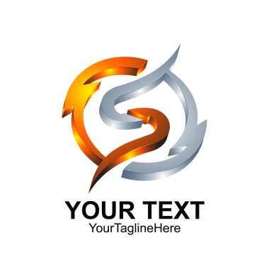 S harfi logo tasarım şablonu gümüş turuncu daire yıldırım tasarım iş ve şirket kimliği için renkli. Soyut ilk S alfabe logo öğesi.