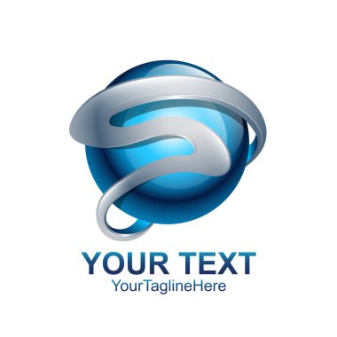 S harfi logo tasarım şablonu gümüş mavi daire küre tasarımı iş ve şirket kimliği için renkli. Soyut ilk S alfabe logo öğesi.