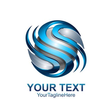 S harfi logo tasarım şablonu gümüş mavi daire küre tasarımı iş ve şirket kimliği için renkli. Soyut ilk S alfabe logo öğesi.
