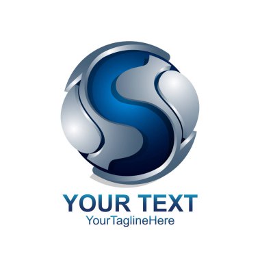 S harfi logo tasarım şablonu gümüş mavi daire küre tasarımı iş ve şirket kimliği için renkli. Soyut ilk S alfabe logo öğesi.