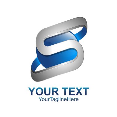 S harfi logo tasarım şablonu gümüş mavi daire küre tasarımı iş ve şirket kimliği için renkli. Soyut ilk S alfabe logo öğesi.