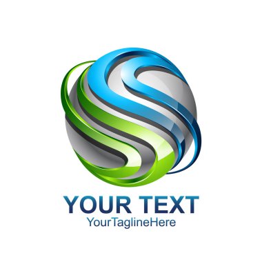 S harfi logo tasarım şablonu gümüş mavi yeşil daire küre tasarımı iş ve şirket kimliği için renkli. Soyut ilk S alfabe logo öğesi.