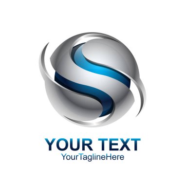 S harfi logo tasarım şablonu gümüş mavi daire küre tasarımı iş ve şirket kimliği için renkli. Soyut ilk S alfabe logo öğesi.