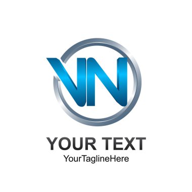 3D daire mektup Vn ilk alfabe logo tasarım şablon öğesi