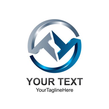 3D daire T harfi veya Tt ilk alfabe logo tasarım şablon öğesi