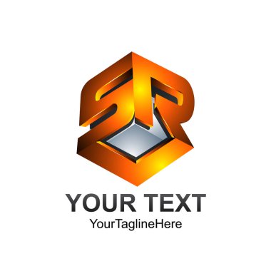 3D mektup Sr veya Srl ilk alfabe logo tasarım şablon öğesi