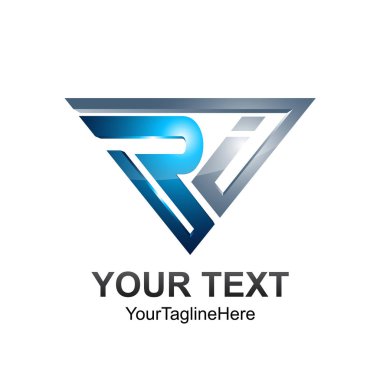 3D üçgen mektup ilk RI alfabe logo tasarım şablonu öğesini