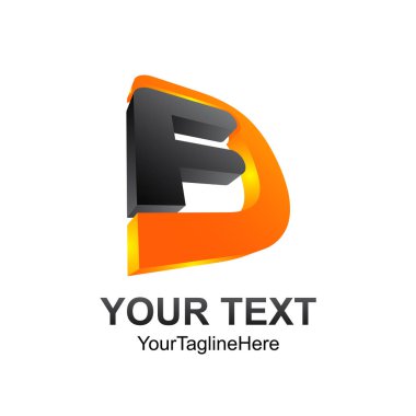 3D mektup Fd ilk alfabe logo tasarım şablon öğesi