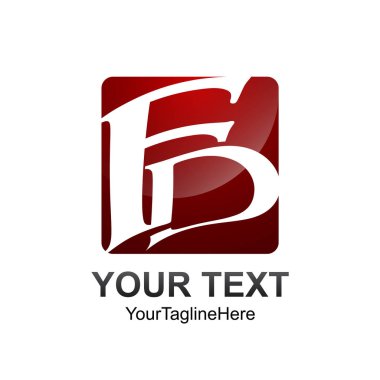 Kare mektup Fd ilk alfabe logo tasarım şablon öğesi