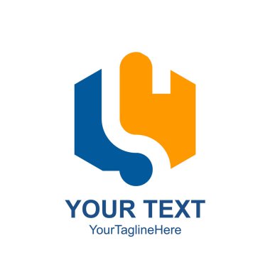 S harfi logo tasarım şablonu turuncu mavi altıgen tasarım iş ve şirket kimliği için renkli. Soyut ilk S alfabe logo öğesi.