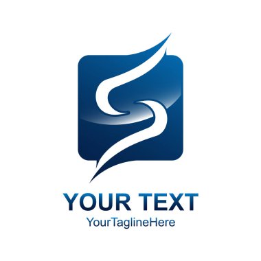 Mektup S logo tasarım şablonu renkli mavi kare dalga swoosh çizmek için iş ve şirket kimliği. Soyut ilk S alfabe logo öğesi.