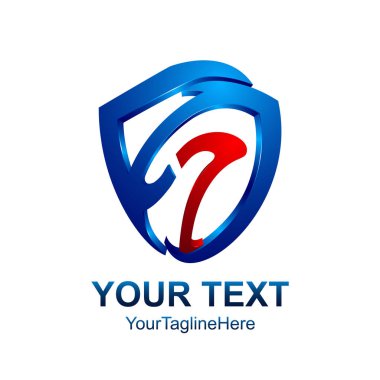 S harfi logo tasarım şablonu kırmızı mavi kalkan tasarım iş ve şirket kimliği için renkli. Soyut ilk S alfabe logo öğesi.