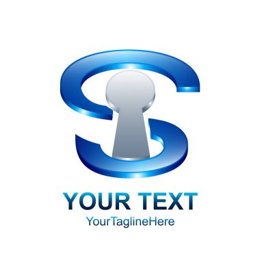 S harfi logo tasarım şablonu gümüş mavi anahtar deliği tasarım iş ve şirket kimliği için renkli. Soyut ilk S alfabe logo öğesi.
