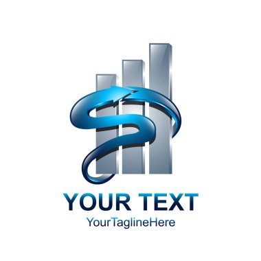 S harfi logo tasarım şablonu gümüş mavi çubuk grafik tasarım iş ve şirket kimliği için renkli. Soyut ilk S alfabe logo öğesi.