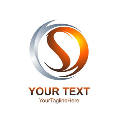 S harfi logo tasarım şablonu renkli gümüş turuncu daire yangın tasarım iş ve şirket kimliği için uçabiliyor. Soyut ilk S alfabe logo öğesi.