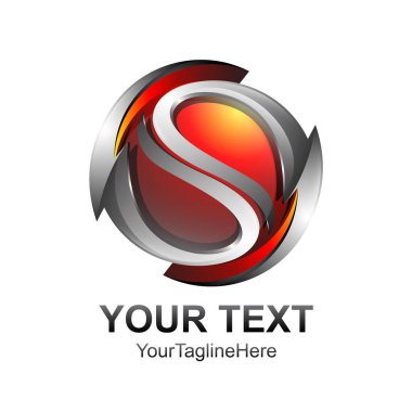 S harfi logo tasarım şablonu Kırmızı Gümüş daire yıldırım tasarım iş ve şirket kimliği için renkli. Soyut ilk S alfabe logo öğesi.
