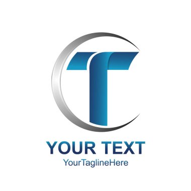 Soyut T harfi daire swoosh vektör logo simge şablonu.
