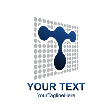 İlk mektup T logo şablonu noktalı kabarcık kare tasarım iş ve şirket kimliği için renkli