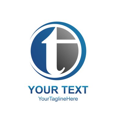 Soyut T harfi daire swoosh vektör logo simge şablonu.