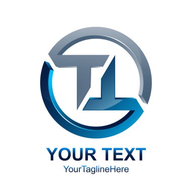 İlk harf Tt logo şablonu gümüş mavi daire tasarım iş ve şirket kimliği için renkli