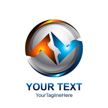 İlk harf Tt logo şablonu gümüş mavi turuncu daire küre tasarımı iş ve şirket kimliği için renkli