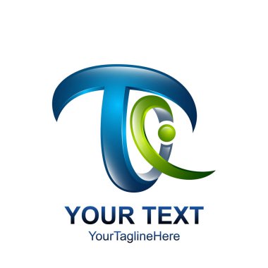İlk mektup T logo şablonu yeşil mavi doğa tasarım iş ve şirket kimliği için renkli